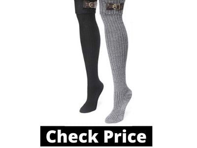 Muk Luks Women's 3 Pair Buckle Cuff Over The Knee Socks