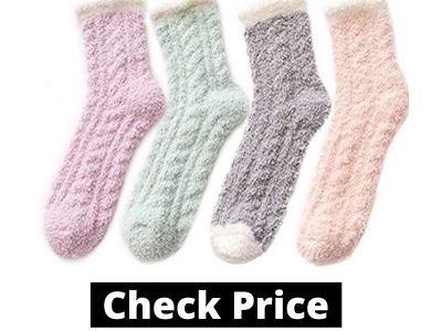 Fuzzy Warm Slipper Socks Women Super Soft Microfiber Cozy Sleeping Socks 6 or 5 Pairs